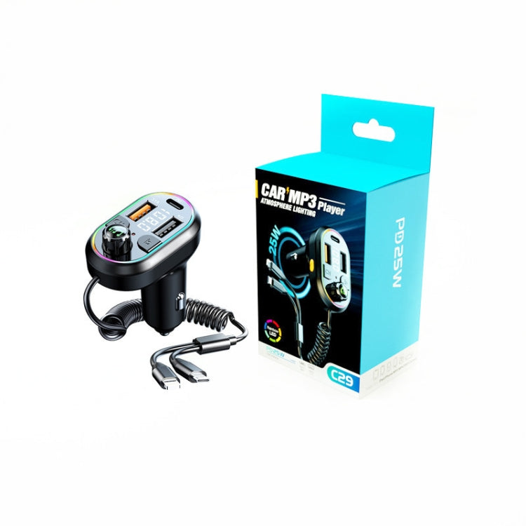 C29 Car Bluetooth 5.0 FM Transmitter  Car MP3 Player Fast Charge U Disk Lossless Music Player - Bluetooth Car Kits by PMC TechLife | Online Shopping South Africa | PMC TechLife | Buy Now Pay Later Mobicred