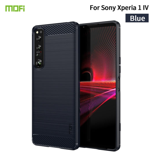 For Sony Xperia 1 IV MOFI Gentleness Series Brushed Texture Carbon Fiber Soft TPU Case(Blue) - Sony Cases by MOFI | Online Shopping South Africa | PMC Jewellery