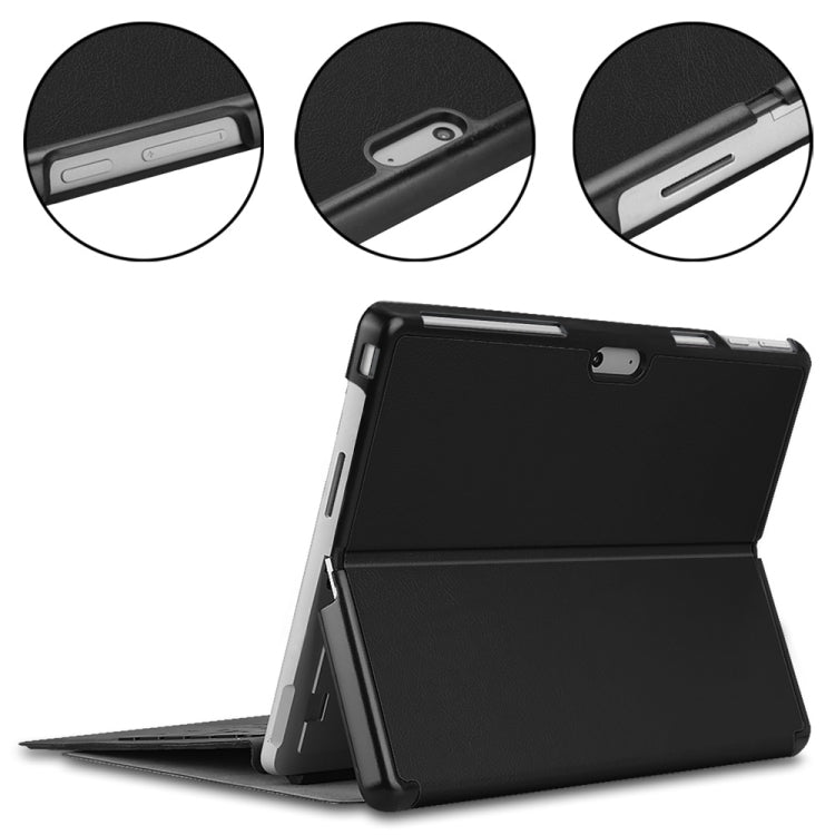 For Microsoft Surface Pro 9 JUNSUNMAY Custer Solid Color 3-Fold Stand Leather Tablet Case(Black) - free shipping - PMC Jewellery - Order now!