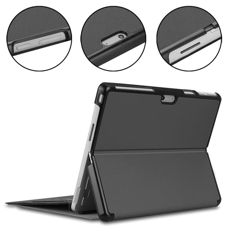 For Microsoft Surface Pro 9 JUNSUNMAY Custer Solid Color 3-Fold Stand Leather Tablet Case(Grey) - Microsoft by JUNSUNMAY | Online Shopping South Africa | PMC Jewellery | Buy Now Pay Later Mobicred