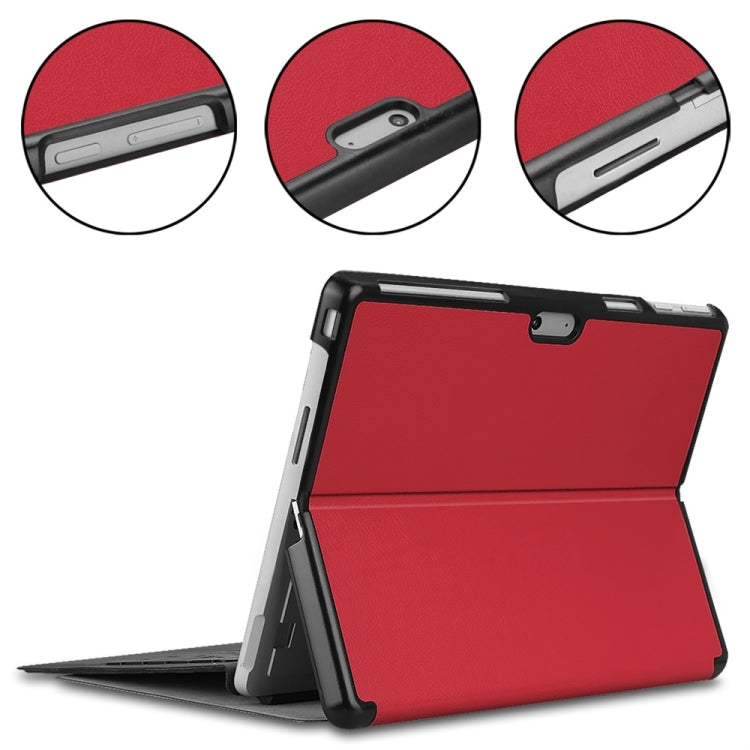For Microsoft Surface Pro 9 JUNSUNMAY Custer Solid Color 3-Fold Stand Leather Tablet Case(Red) - Microsoft by JUNSUNMAY | Online Shopping South Africa | PMC TechLife | Buy Now Pay Later Mobicred