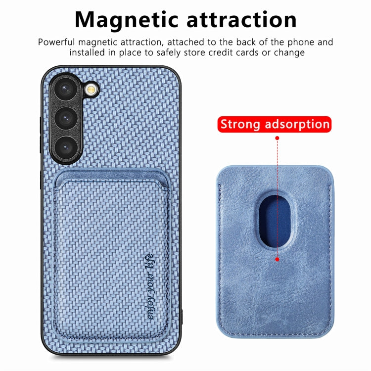 For Samsung Galaxy S23 5G Carbon Fiber Leather Card Magsafe Case(Blue) - Galaxy S23 5G Cases by PMC Jewellery | Online Shopping South Africa | PMC Jewellery