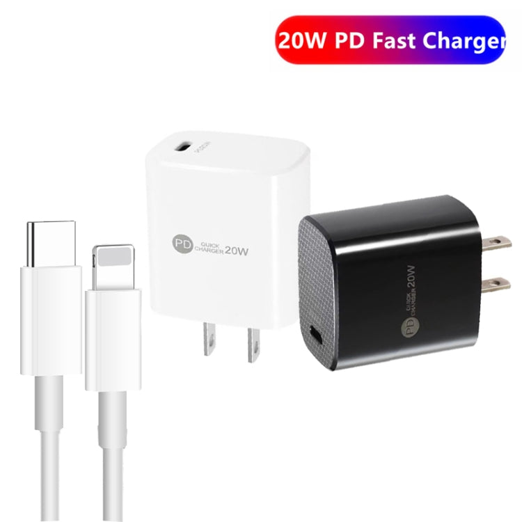 PD11 Single PD3.0 USB-C / Type-C 20W Fast Charger with 1m Type-C to 8 Pin Data Cable, US Plug(White) - USB Charger by PMC Jewellery | Online Shopping South Africa | PMC Jewellery | Buy Now Pay Later Mobicred