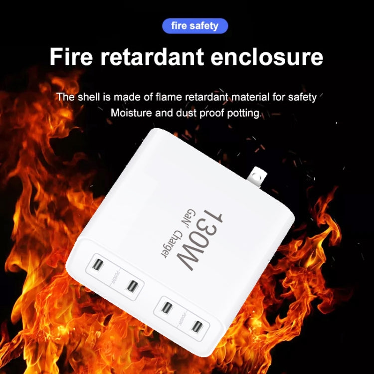 GaN 130W 4-Port USB-C PD65W / PD30W Multi Port Type-C Charger with  1.8m Type-C to MagSafe 2 / T Header Data Cable US / EU Plug - Cable & Adapter by PMC Jewellery | Online Shopping South Africa | PMC Jewellery | Buy Now Pay Later Mobicred