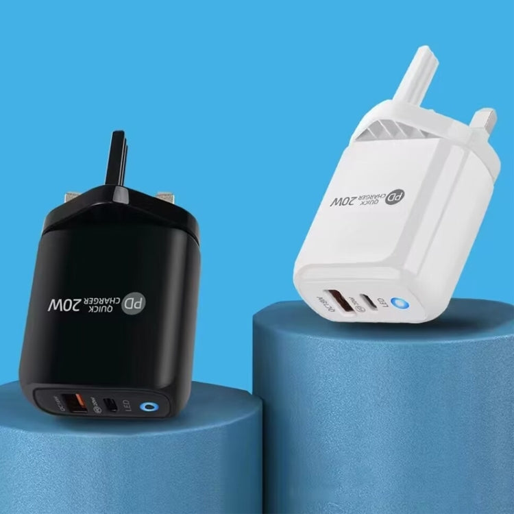 PD04 Type-C + USB Mobile Phone Charger with Type-C to 8 Pin Cable, UK Plug(Black) - free shipping - PMC Jewellery - Order now!