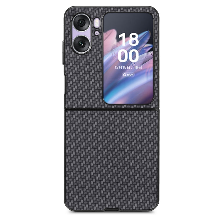 For OPPO Find N2 Flip Carbon Fiber Texture Leather Back Cover Phone Case(Black) - Find N2 Flip Cases by PMC Jewellery | Online Shopping South Africa | PMC Jewellery