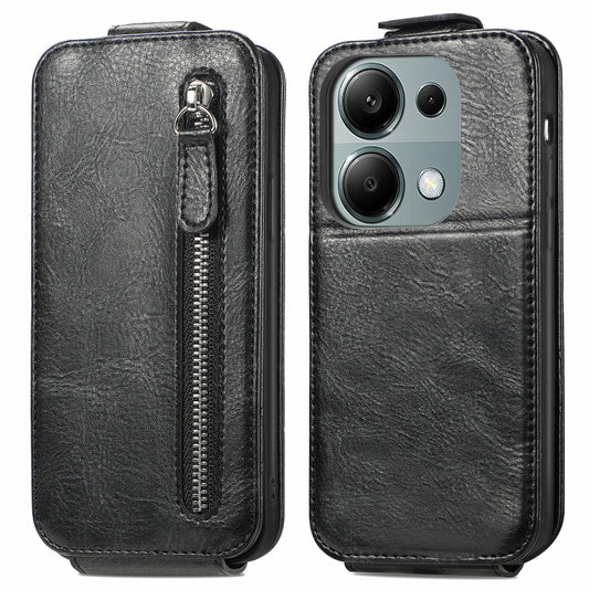 For Xiaomi Redmi Note 13 Pro 4G Zipper Wallet Vertical Flip Leather Phone Case(Black) - Note 13 Pro Cases by PMC Jewellery | Online Shopping South Africa | PMC Jewellery | Buy Now Pay Later Mobicred