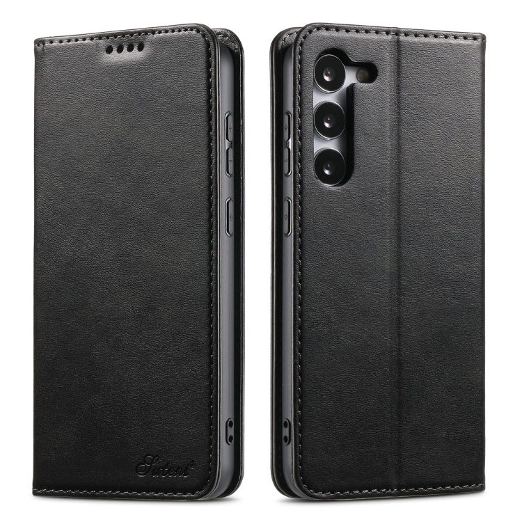 For Samsung Galaxy S24 5G Suteni Calf Texture Horizontal Flip Leather Phone Case(Black) - Galaxy S24 5G Cases by Suteni | Online Shopping South Africa | PMC Jewellery | Buy Now Pay Later Mobicred