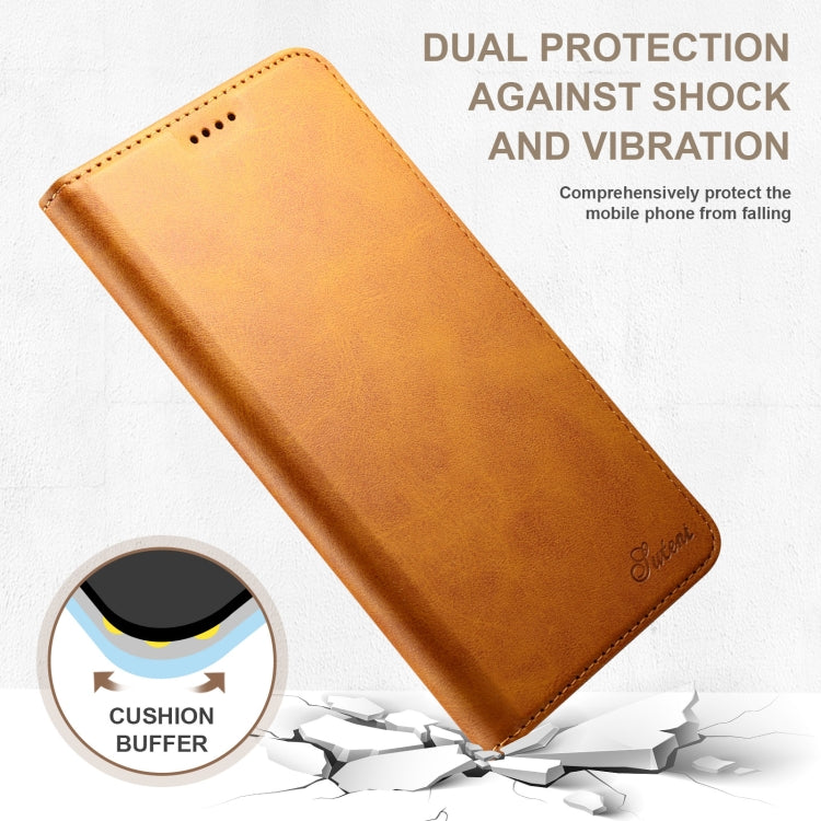 For Samsung Galaxy S24+ 5G Suteni Calf Texture Horizontal Flip Leather Phone Case(Khaki) - free shipping - PMC Jewellery - Order now!