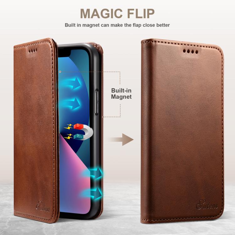 For Samsung Galaxy S25 Ultra 5G Suteni Calf Texture Horizontal Flip Leather Phone Case(Brown) - Galaxy S25 Ultra 5G Cases by Suteni | Online Shopping South Africa | PMC Jewellery | Buy Now Pay Later Mobicred