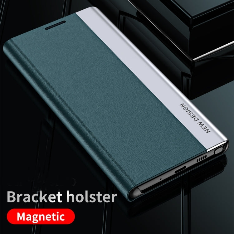 For Samsung Galaxy A54 5G Side Electroplated Adsorption Leather Phone Case(Light Blue) - Galaxy Phone Cases by PMC TechLife | Online Shopping South Africa | PMC TechLife