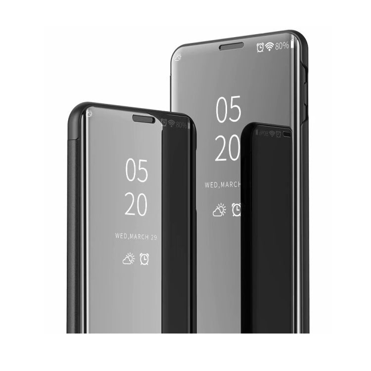 For Honor Magic 5 Lite Plated Mirror Horizontal Flip Leather Case with Holder(Black) - Honor Cases by PMC TechLife | Online Shopping South Africa | PMC TechLife | Buy Now Pay Later Mobicred