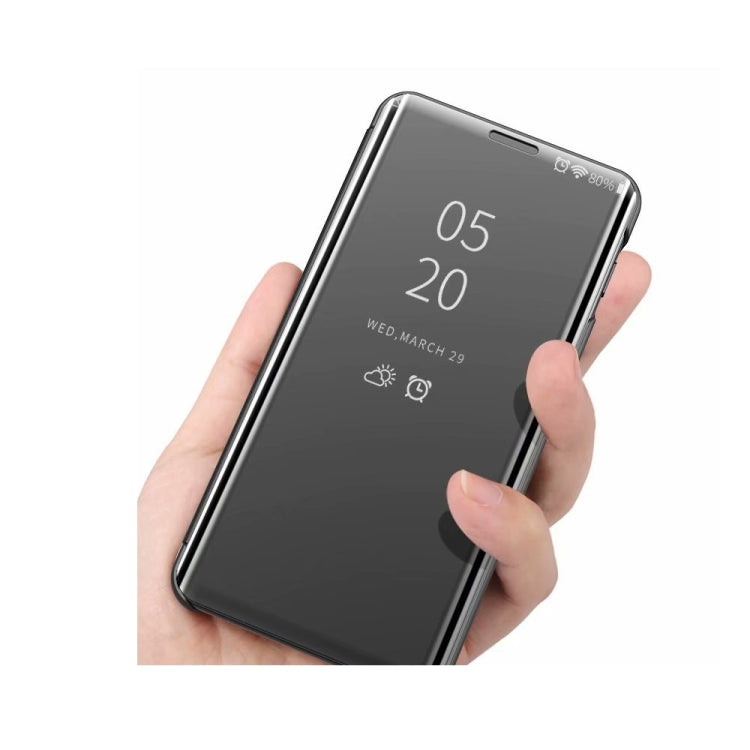 For Honor Magic 5 Lite Plated Mirror Horizontal Flip Leather Case with Holder(Black) - Honor Cases by PMC TechLife | Online Shopping South Africa | PMC TechLife | Buy Now Pay Later Mobicred