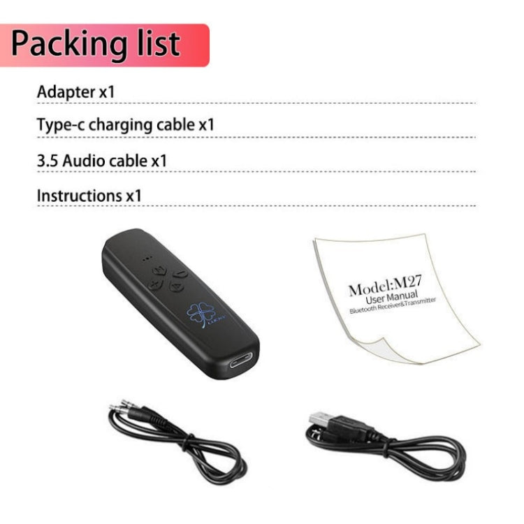 M27 Bluetooth 5.2 Wireless Stereo Music Receiver Transmitter Handsfree 3.5mm Aux Audio Car Kit - Bluetooth Dongle by PMC TechLife | Online Shopping South Africa | PMC TechLife | Buy Now Pay Later Mobicred