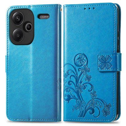 For Xiaomi Redmi Note 13 Pro+ Four-leaf Clasp Embossed Leather Phone Case(Blue) - Note 13 Pro+ Cases by PMC Jewellery | Online Shopping South Africa | PMC Jewellery | Buy Now Pay Later Mobicred