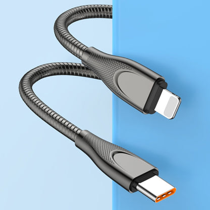 ENKAY ENK-CB131 USB to 8 Pin Carbon Steel Hose Spring 2.4A Fast Charging Data Cable, Length:2m(Black) - Normal Style Cable by ENKAY | Online Shopping South Africa | PMC Jewellery | Buy Now Pay Later Mobicred