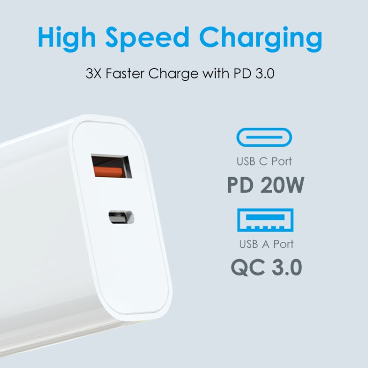 NORTHJO NOPD2002 PD20W USB-C/Type-C + QC 3.0 USB Dual Ports Fast Charger, EU Plug(White) - free shipping - PMC Jewellery - Order now!