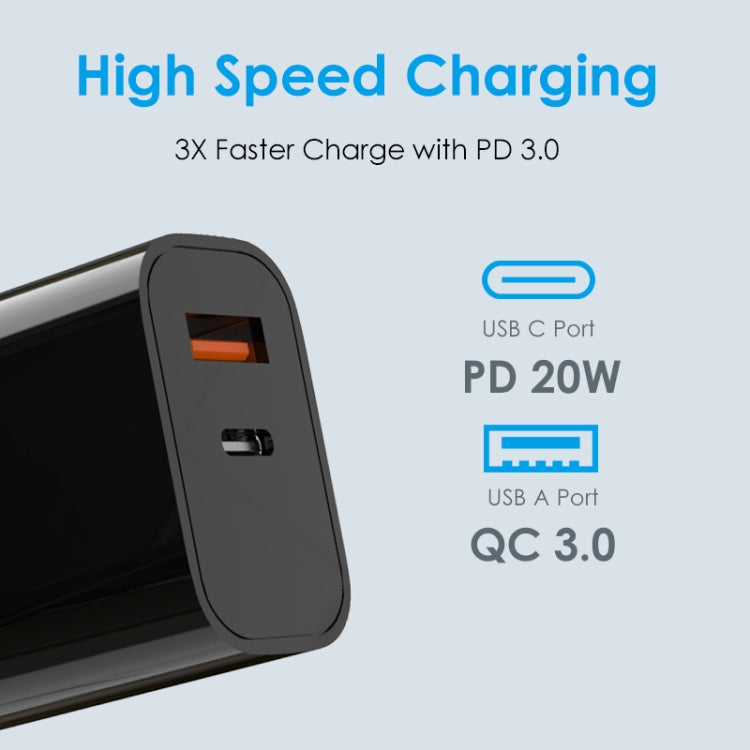 NORTHJO NOPD2002 PD20W USB-C/Type-C + QC 3.0 USB Dual Ports Fast Charger, UK Plug(Black) - USB Charger by NORTHJO | Online Shopping South Africa | PMC Jewellery | Buy Now Pay Later Mobicred