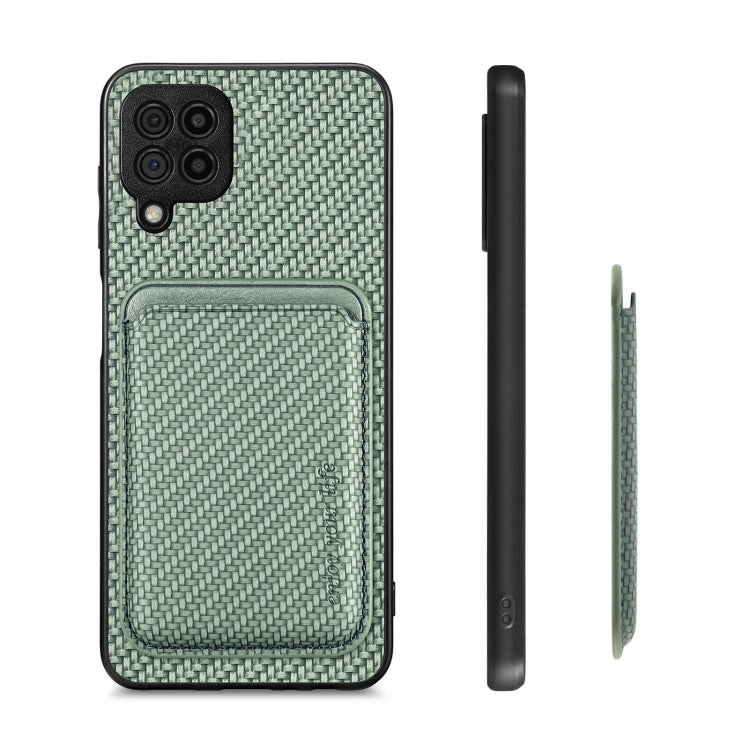 For Samsung Galaxy A22 4G Carbon Fiber Leather Card Magsafe Magnetic Phone Case(Green) - Galaxy Phone Cases by PMC Jewellery | Online Shopping South Africa | PMC Jewellery