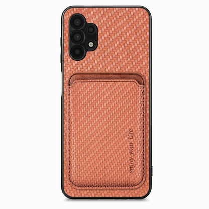 For Samsung Galaxy A32 5G Carbon Fiber Leather Card Magsafe Magnetic Phone Case(Brown) - Galaxy Phone Cases by PMC Jewellery | Online Shopping South Africa | PMC Jewellery