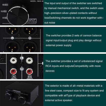 B033 3 Input To 3 Output Fully Balanced XLR Signal Passive Stereo Selector Switch Switcher -  by PMC Jewellery | Online Shopping South Africa | PMC Jewellery | Buy Now Pay Later Mobicred