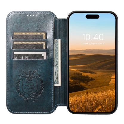 For iPhone 12 / 12 Pro Suteni J05 Leather Magnetic Magsafe Phone Case(Blue) - iPhone 12 / 12 Pro Cases by Suteni | Online Shopping South Africa | PMC Jewellery | Buy Now Pay Later Mobicred