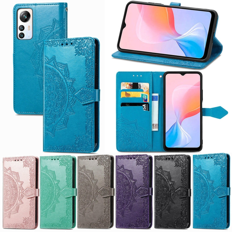 For Blackview A85 Mandala Flower Embossed Leather Phone Case(Blue) - More Brand by PMC Jewellery | Online Shopping South Africa | PMC Jewellery | Buy Now Pay Later Mobicred