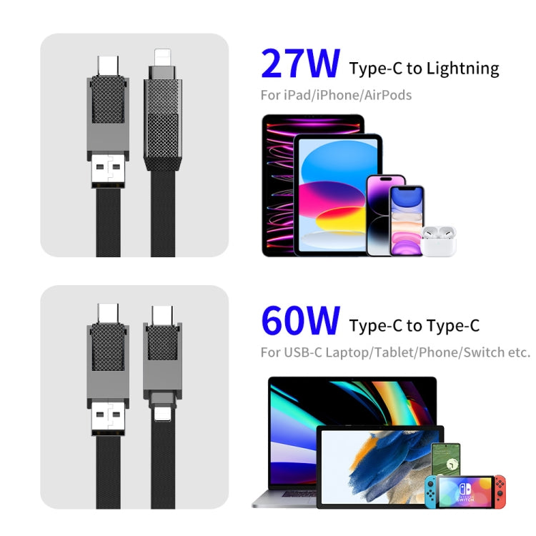 ENKAY ENK-CB134 4-in-1 60W USB-A / Type-C to 8 Pin / Type-C Nylon Braided Magnetic Fast Charging Data Cable, Cable Length:0.15m - Multifunction Cable by ENKAY | Online Shopping South Africa | PMC Jewellery | Buy Now Pay Later Mobicred