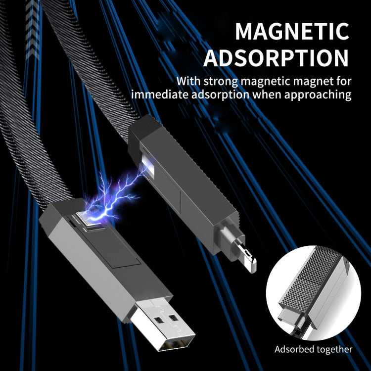 ENKAY ENK-CB134 4-in-1 60W USB-A / Type-C to 8 Pin / Type-C Nylon Braided Magnetic Fast Charging Data Cable, Cable Length:0.15m - Multifunction Cable by ENKAY | Online Shopping South Africa | PMC Jewellery | Buy Now Pay Later Mobicred