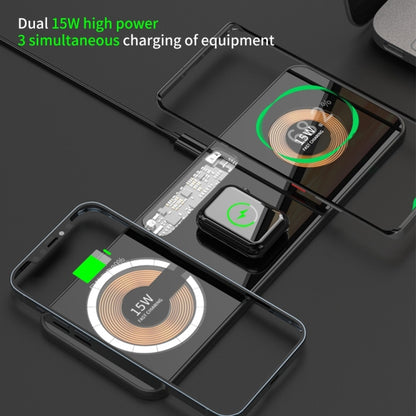 T06 Dual 15W Fast Charging Pad 3 in 1 Transparent Magnetic Phone Wireless Charger - Wireless Charger by PMC Jewellery | Online Shopping South Africa | PMC Jewellery | Buy Now Pay Later Mobicred