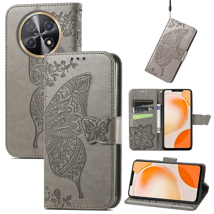 For Huawei Nova Y91 Butterfly Love Flower Embossed Leather Phone Case(Gray) - free shipping - PMC TechLife - Order now!