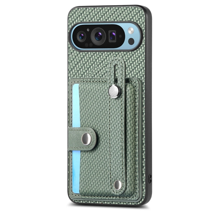 For Google Pixel 9 Wristband Kickstand Card Wallet Back Cover Phone Case with Tool Knife(Green) - Google Cases by PMC Jewellery | Online Shopping South Africa | PMC Jewellery | Buy Now Pay Later Mobicred