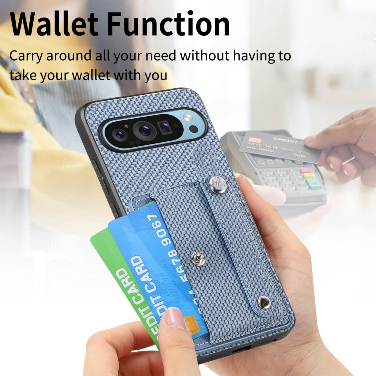 For Google Pixel 9 Pro Wristband Kickstand Card Wallet Back Cover Phone Case with Tool Knife(Blue) - Google Cases by PMC TechLife | Online Shopping South Africa | PMC TechLife | Buy Now Pay Later Mobicred