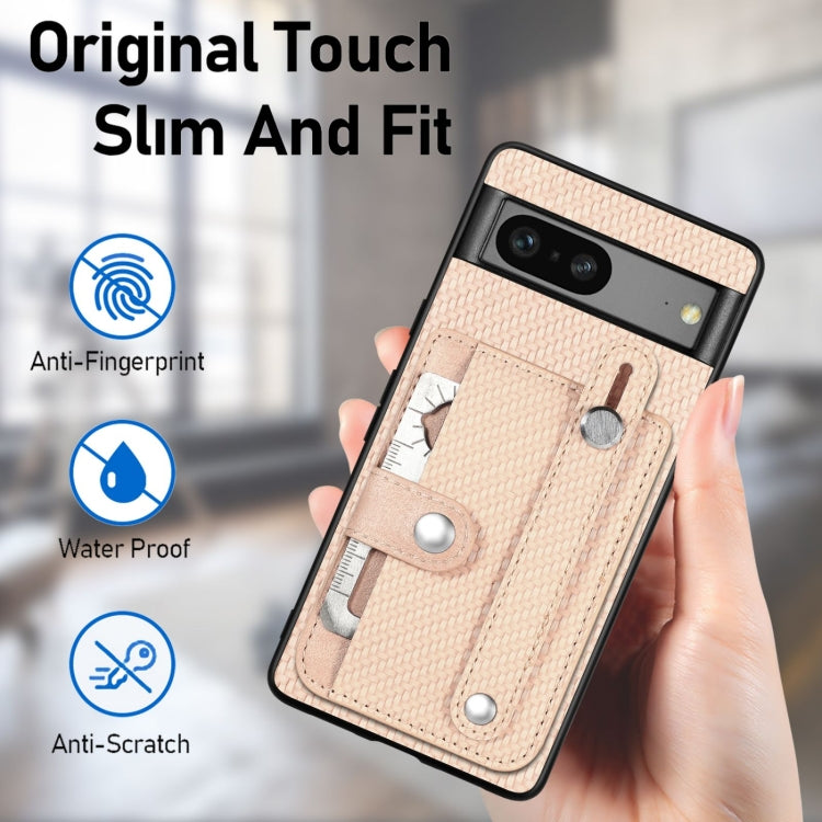 For Google Pixel 9 Pro Wristband Kickstand Card Wallet Back Cover Phone Case with Tool Knife(Brown) - Google Cases by PMC TechLife | Online Shopping South Africa | PMC TechLife | Buy Now Pay Later Mobicred