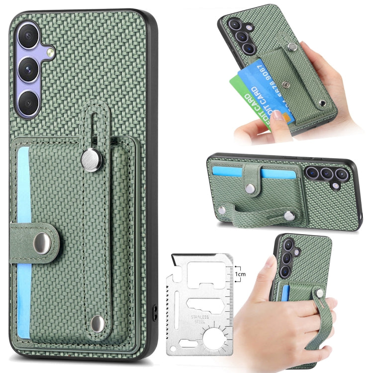 For Samsung Galaxy S25 Ultra 5G Wristband Kickstand Wallet Back Phone Case with Tool Knife(Green) - Galaxy S25 Ultra 5G Cases by PMC Jewellery | Online Shopping South Africa | PMC Jewellery | Buy Now Pay Later Mobicred