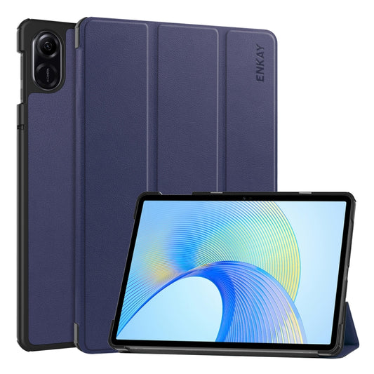 For Honor Pad X8 Pro / X9 11.5 ENKAY Tri-fold Custer Texture Leather Smart Tablet Case(Dark Blue) - Honor Cases by ENKAY | Online Shopping South Africa | PMC Jewellery | Buy Now Pay Later Mobicred