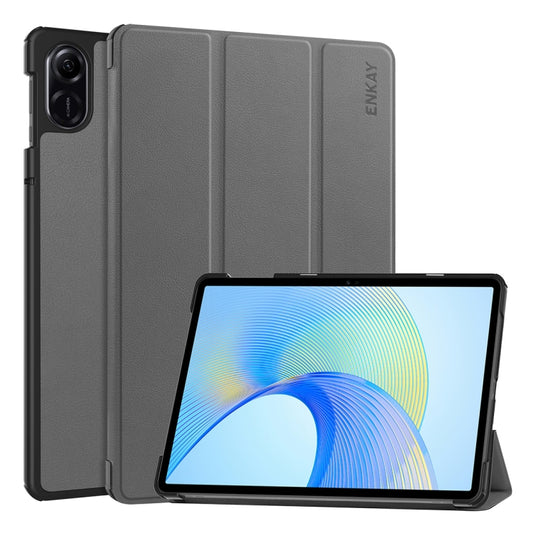 For Honor Pad X8 Pro / X9 11.5 ENKAY Tri-fold Custer Texture Leather Smart Tablet Case(Grey) - Honor Cases by ENKAY | Online Shopping South Africa | PMC Jewellery | Buy Now Pay Later Mobicred