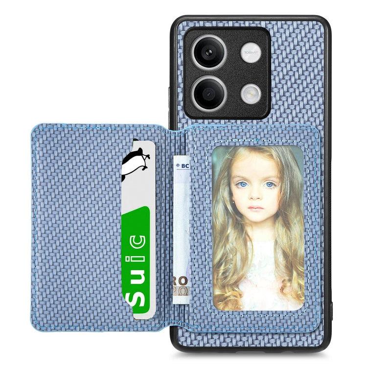 for Redmi Note 13 4G Carbon Fiber Magnetic Card Bag Phone Case(Blue) - Note 13 Cases by PMC Jewellery | Online Shopping South Africa | PMC Jewellery | Buy Now Pay Later Mobicred