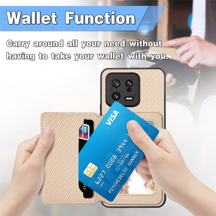 for Redmi Note 13 4G Carbon Fiber Magnetic Card Bag Phone Case(Blue) - Note 13 Cases by PMC TechLife | Online Shopping South Africa | PMC TechLife | Buy Now Pay Later Mobicred