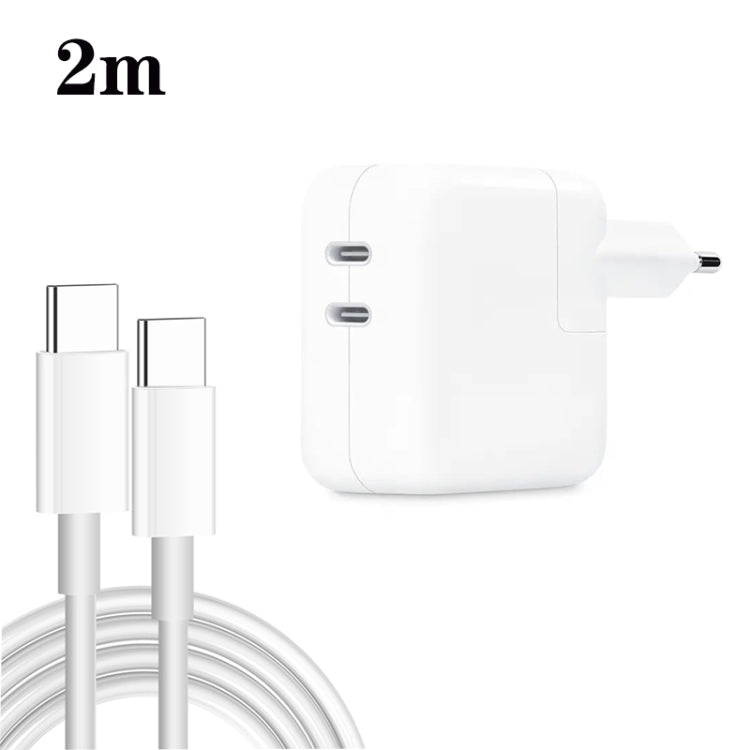 35W PD3.0 USB-C / Type-C Dual Port Charger with 2m Type-C to Type-C Data Cable, EU Plug - USB Charger by PMC Jewellery | Online Shopping South Africa | PMC Jewellery | Buy Now Pay Later Mobicred