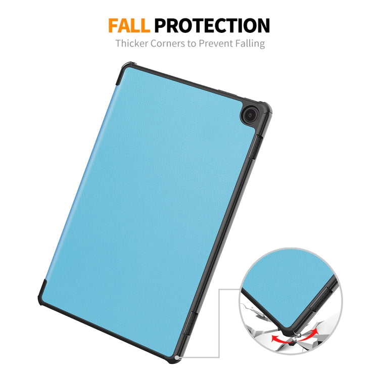 For Amazon Fire Max 11 ENKAY Tri-fold Custer Texture Leather Smart Tablet Case(Grey) - Amazon by ENKAY | Online Shopping South Africa | PMC TechLife | Buy Now Pay Later Mobicred