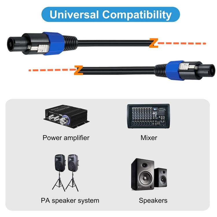 JUNSUNMAY Speakon Male to Speakon Male Audio Speaker Adapter Cable with Snap Lock, Length:50FT - Microphone Audio Cable & Connector by JUNSUNMAY | Online Shopping South Africa | PMC Jewellery | Buy Now Pay Later Mobicred