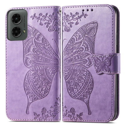 For Motorola Moto G 5G 2024 Butterfly Love Flower Embossed Leather Phone Case(Light Purple) - Motorola Cases by PMC Jewellery | Online Shopping South Africa | PMC Jewellery | Buy Now Pay Later Mobicred