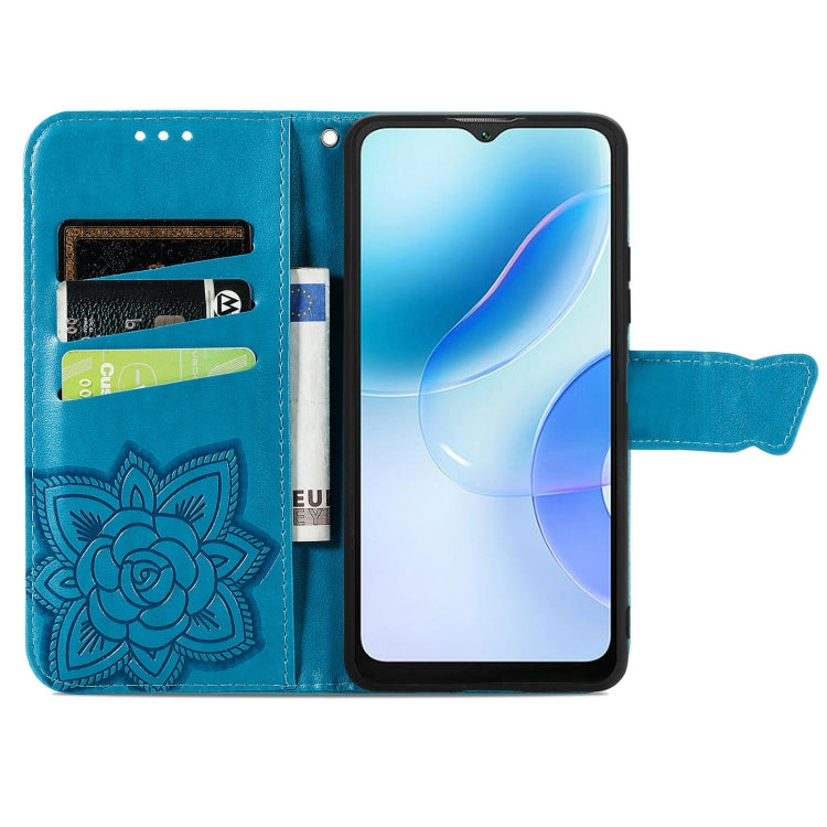 For Blackview A53 Butterfly Love Flower Embossed Leather Phone Case(Blue) - More Brand by PMC Jewellery | Online Shopping South Africa | PMC Jewellery | Buy Now Pay Later Mobicred