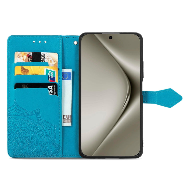 For Huawei Pura 70 Pro Mandala Flower Embossed Leather Phone Case(Blue) - Huawei Cases by PMC Jewellery | Online Shopping South Africa | PMC Jewellery | Buy Now Pay Later Mobicred