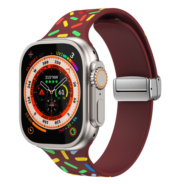 For Apple Watch 7 41mm Rainbow Dots Silicone Magnetic Buckle Watch Band(Wine) - Watch Bands by PMC TechLife | Online Shopping South Africa | PMC TechLife