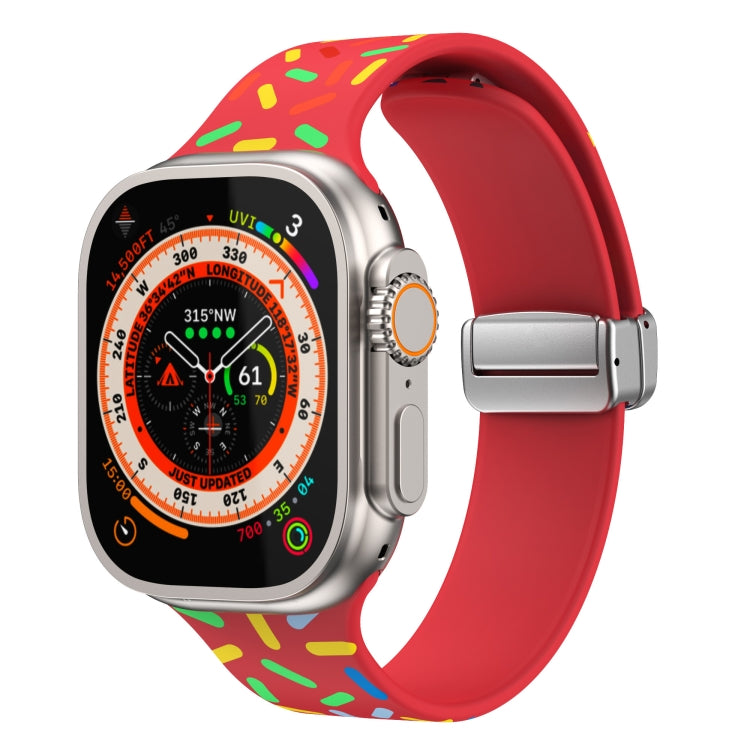 For Apple Watch 5 40mm Rainbow Dots Silicone Magnetic Buckle Watch Band(Red) - Watch Bands by PMC TechLife | Online Shopping South Africa | PMC TechLife