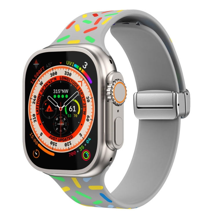 For Apple Watch 2 38mm Rainbow Dots Silicone Magnetic Buckle Watch Band(Gray) - Watch Bands by PMC TechLife | Online Shopping South Africa | PMC TechLife