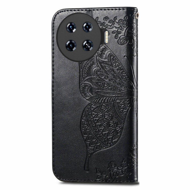 For Tecno Spark 20 Pro+ Butterfly Love Flower Embossed Leather Phone Case(Black) - Tecno Cases by PMC TechLife | Online Shopping South Africa | PMC TechLife | Buy Now Pay Later Mobicred