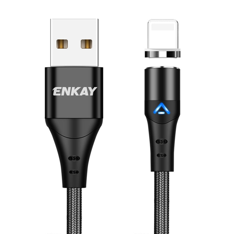 ENKAY 3A USB to 8 Pin Magnetic Fast Charging Data Cable with LED Light, Length:2m(Black) - Charging Cable & Head by ENKAY | Online Shopping South Africa | PMC Jewellery | Buy Now Pay Later Mobicred